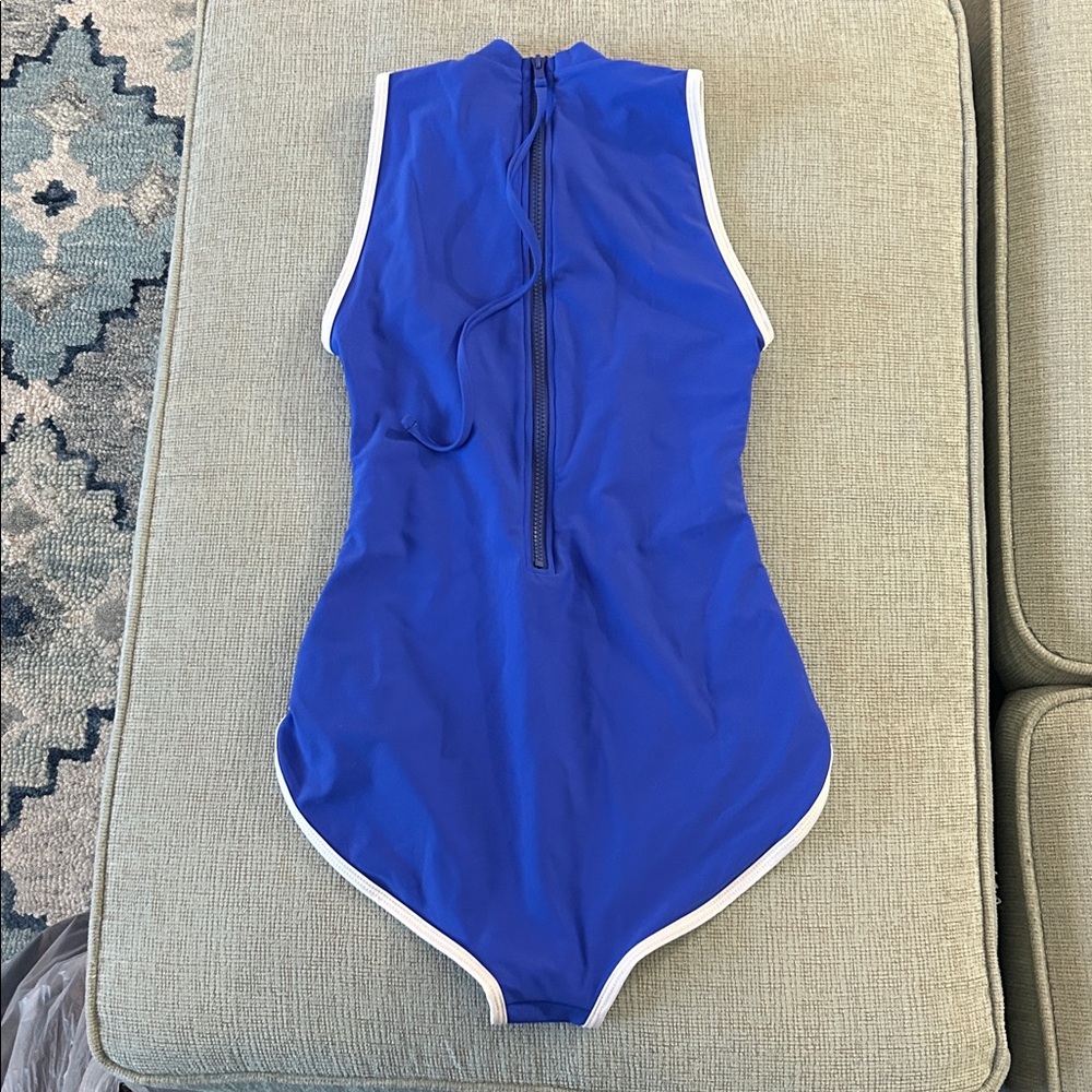 NEW WOT Salt Gypsy Jade bright blue white trim high neck surf swimsuit - Picture 7 of 12